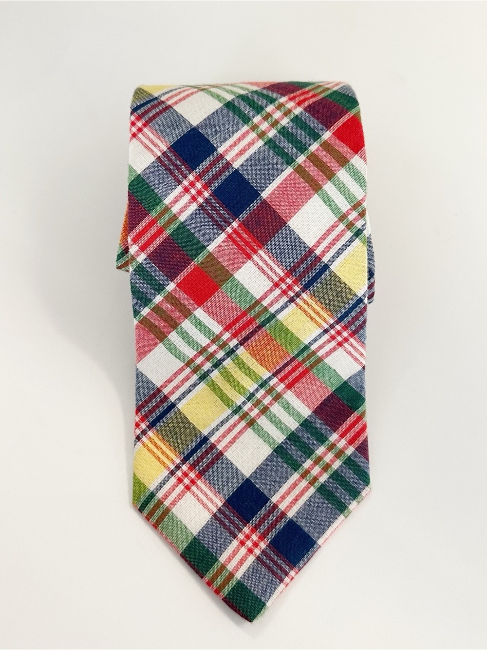 J Crew Cotton Tie Red Blue Green Plaid 58”x 4” - Picture 5 of 5